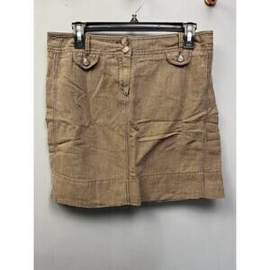 Ann Taylor Loft Women's‎ Skirt size 4 Brown striped Pencil Linen blend pockets